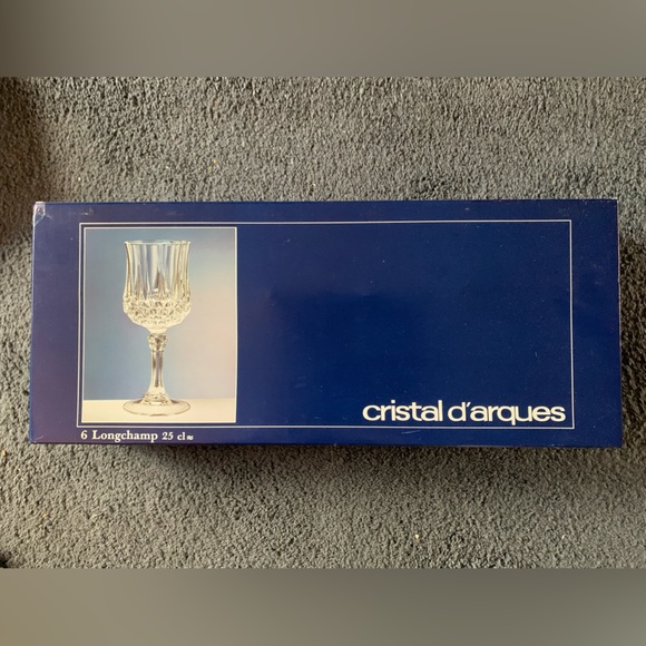 EUC 6 Cristal D’Arques Longchamp Wine Glasses in Box - Picture 4 of 6